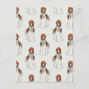 Carte Postale Conception de motif de manga de fille weeb anime