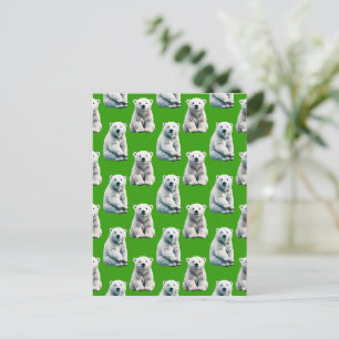 Carte Postale Conception de motif d'ours polaire vert