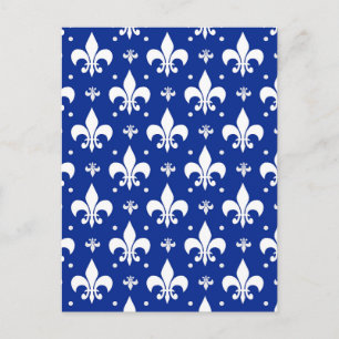 Carte Postale Conception de motif fleur de lis sur fond bleu