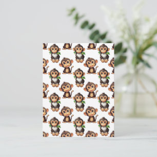 Carte Postale Conception de motif singe blanc