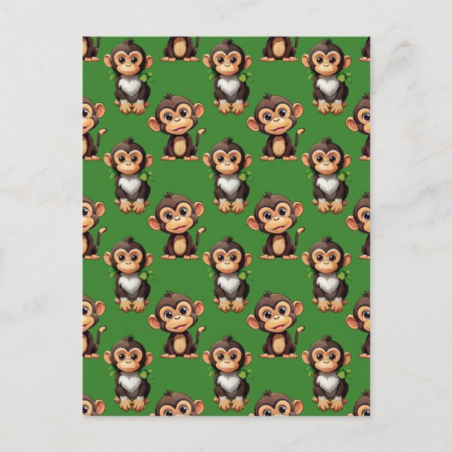 Carte Postale Conception de motif singe vert  (Devant)