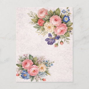 Carte Postale Conception de rose florale personnalisée vintage r