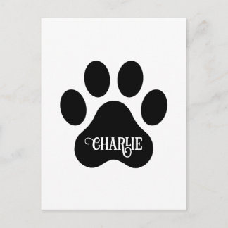 Carte Postale Conception de silhouette de nom de patte de chien