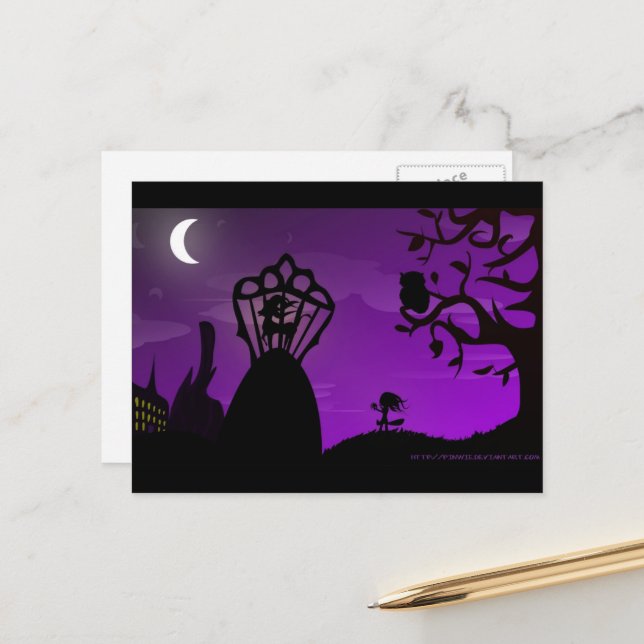 Carte postale - Conception de silhouette Unicorne  (Devant/Arrière en situation)