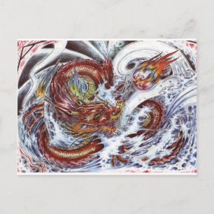 Carte Postale Conception de tatouage de dragon japonais