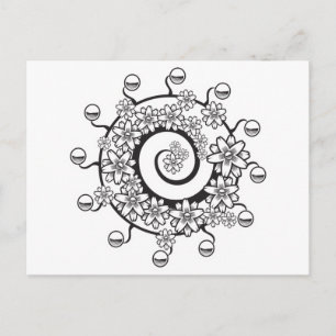 Carte Postale conception de tatouage de fleur en spirale