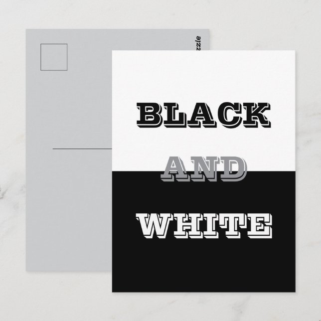 Carte Postale Conception de textes et de couleurs unies Noir Gri (Devant / Derrière)
