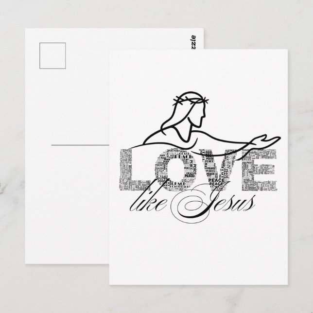 Carte Postale Conception de typographie chrétienne Aimer comme J (Devant / Derrière)