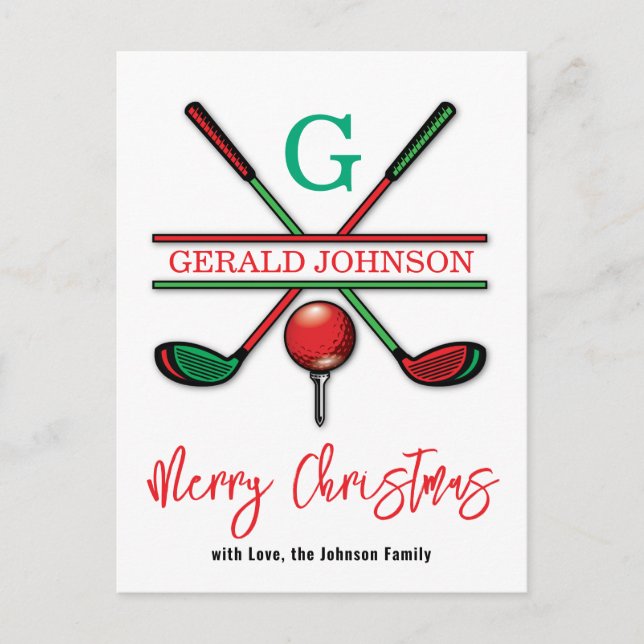 Carte Postale Conception de vacances de Noël de golf joyeux (Devant)