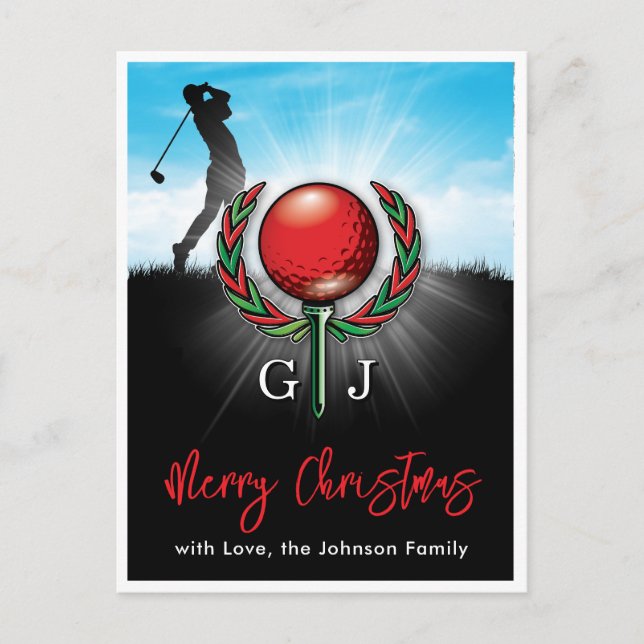 Carte Postale Conception de vacances de Noël de golf Merry (Devant)