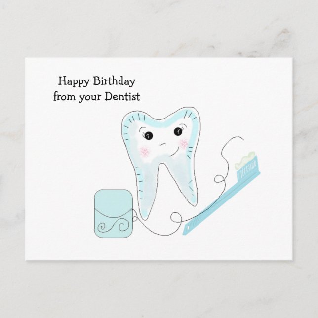 Carte Postale Conception dentaire de dent et de brosse à dents (Devant)