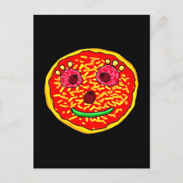 Carte Postale Conception d'illustration de visage de pizza souri (Devant)