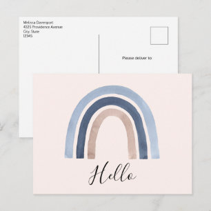 Carte Postale Conception du Boho bleu et arc-en-ciel de pêche