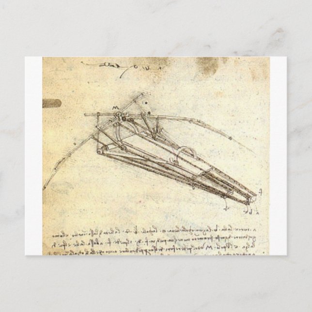 Carte Postale Conception d'une machine volante par Leonardo Da V (Devant)