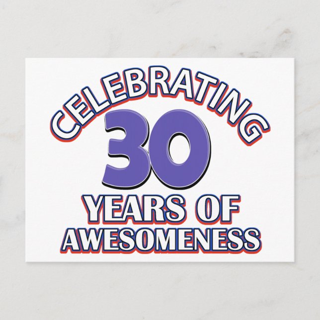 Carte Postale Conception et cadeaux d'anniversaire de 30 ans (Devant)