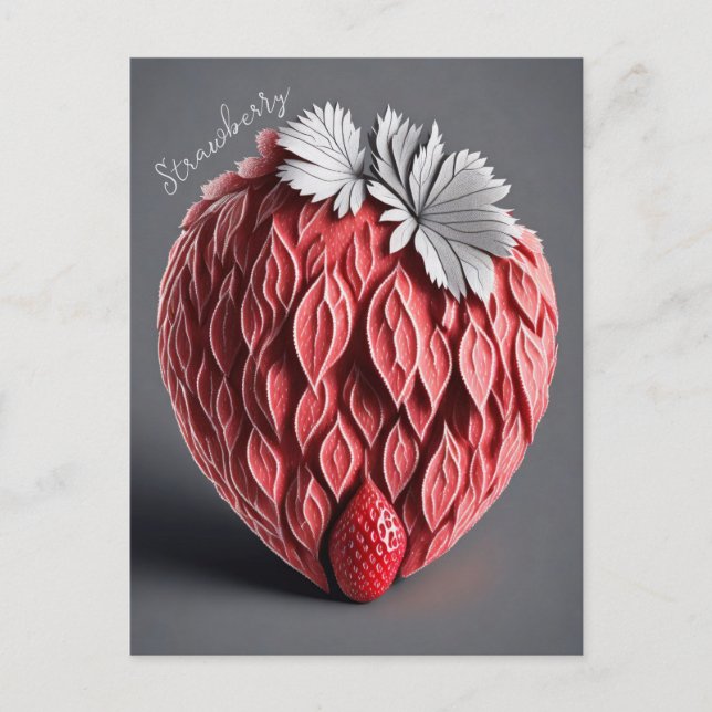 Carte Postale Conception fraise sur arrière - plan gris (Devant)