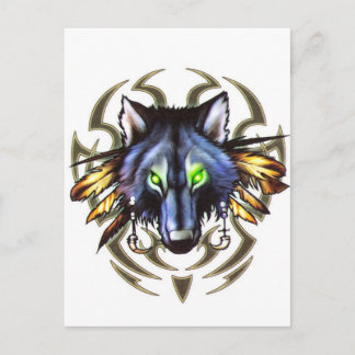 Carte Postale Conception tribale de tatouage de loup