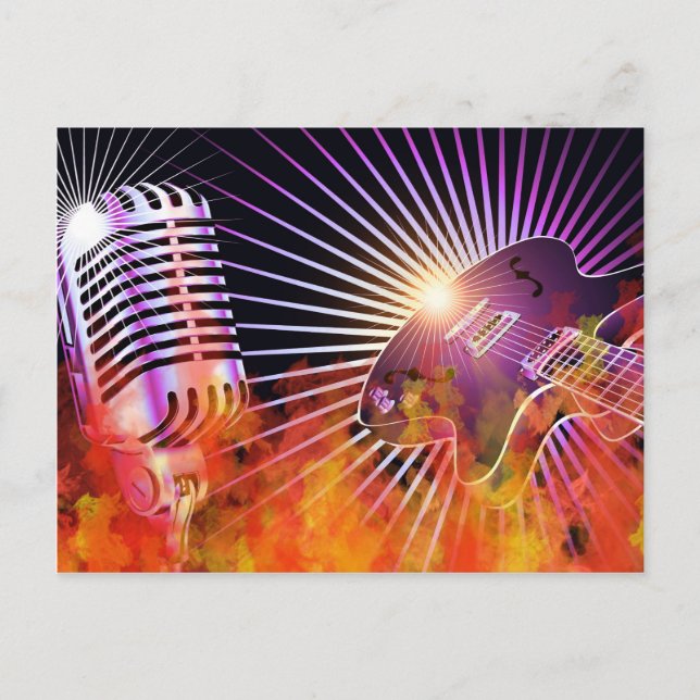 Carte Postale Concert de musique avec guitare (Devant)