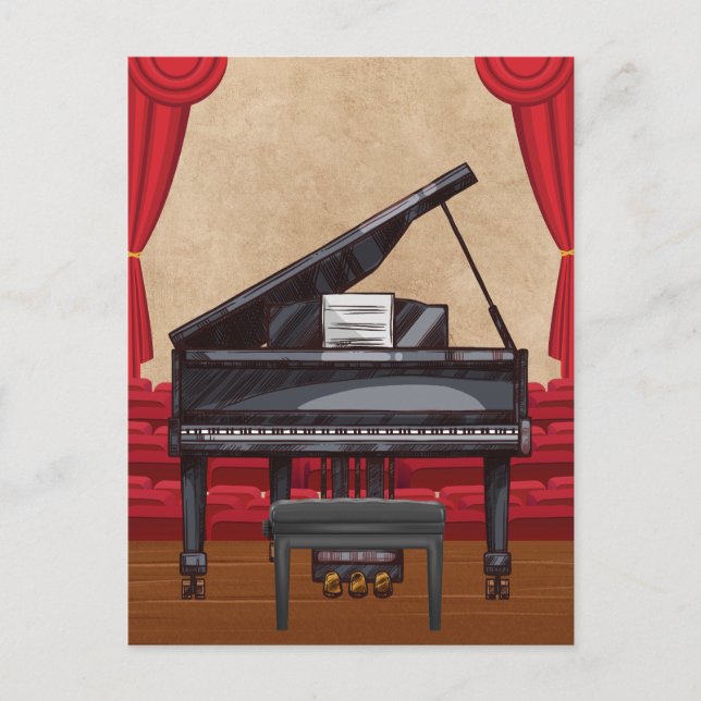 Carte Postale Concert vintage Grand Piano (Devant)
