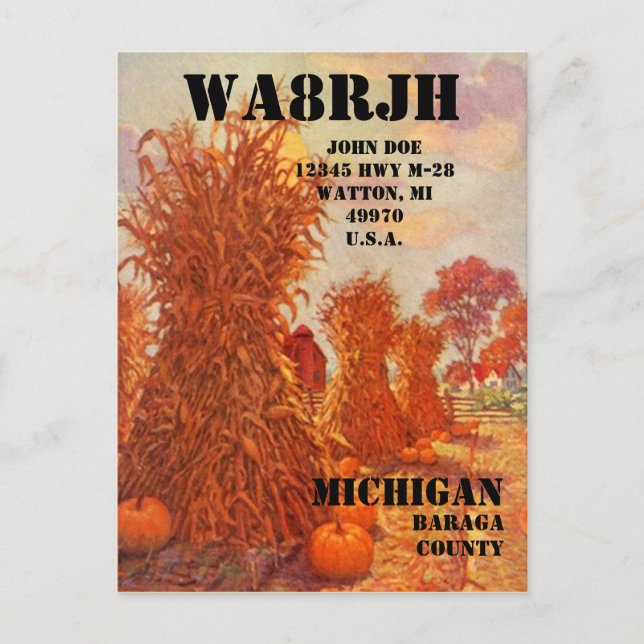 Carte Postale Concevez Votre Propre Opérateur de Radio HAM QSL O (Devant)
