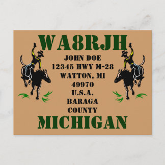 Carte Postale Concevez votre propre QSL HAM Radio Ops Card Bronc