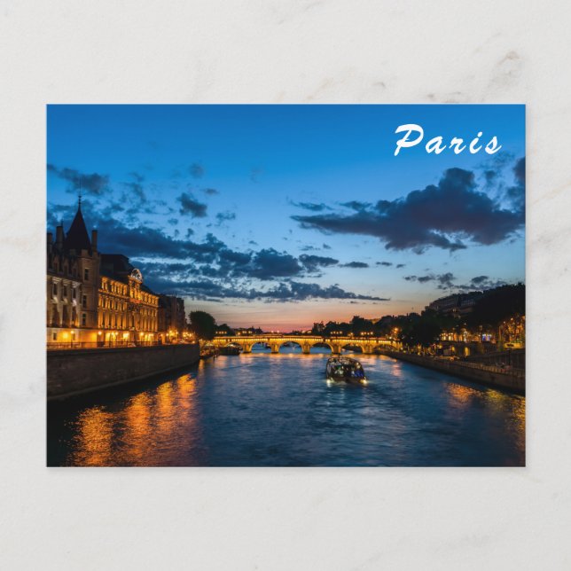 Carte Postale Conciergerie illuminée la nuit - Paris, France (Devant)