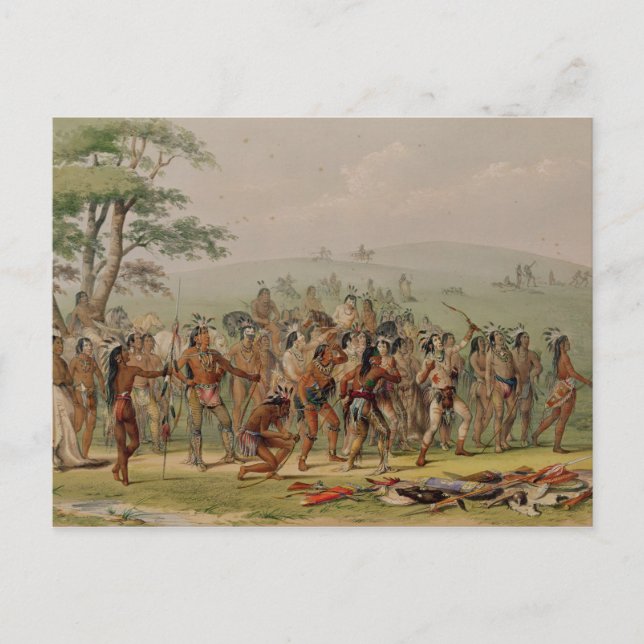 Carte Postale Concours de tir à l'arc de Mandan, vers 1832 (Devant)