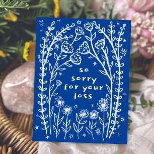 Carte Postale CONDOLÉANCES Dessin Doodle Floral Fantaisiste Déso