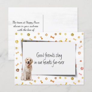 Carte Postale Condoléances pour la perte d'un Golden Retriever