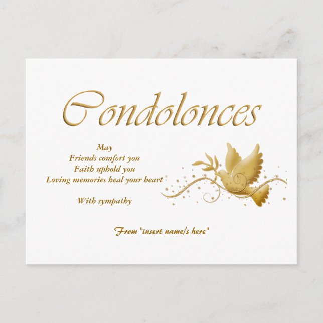 Carte Postale Condolence funéraire deuil (Devant)