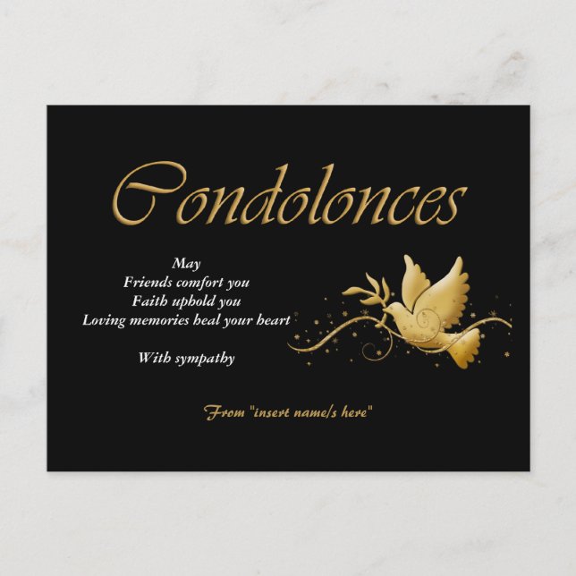 Carte Postale Condolence funéraire deuil (Devant)