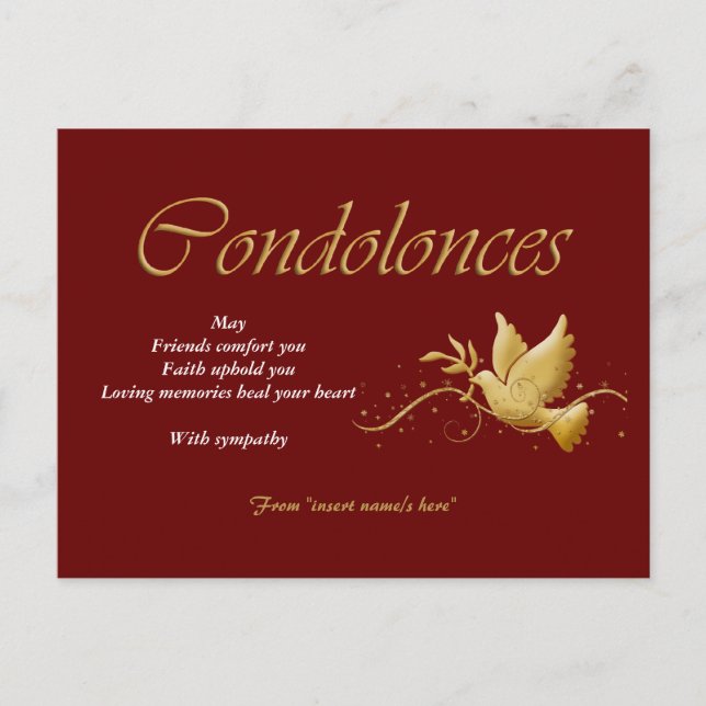 Carte Postale Condolence funéraire deuil (Devant)
