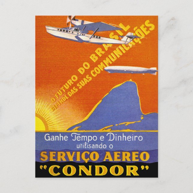 Carte Postale Condor ~ Service aérien brésilien (Devant)