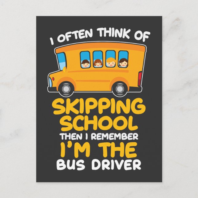 Carte Postale Conducteur d'autobus scolaire Humour Cadeau d'auto (Devant)