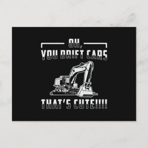 Carte Postale Conduite d'excavateur voitures Cute Dig Travailleu