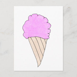 Carte Postale Cône crème glacée rose mignonne