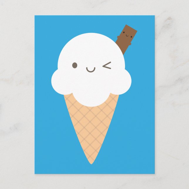 Carte Postale Cone de crème glacée Kawaii (Devant)