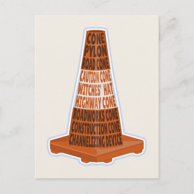 Carte Postale Cône de signalisation orange (Devant)
