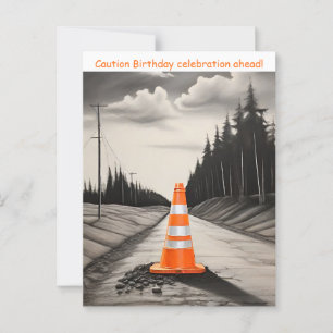Carte Postale Cône de signalisation orange et blanc anniversaire
