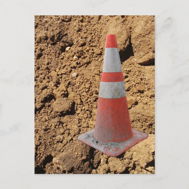 Carte Postale Cône de trafic, Pile de construction (Devant)