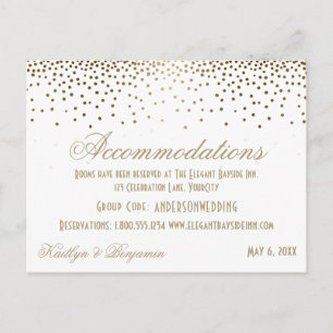 Carte Postale Confetti d'or sur Pos d'hébergement Mariage blanc
