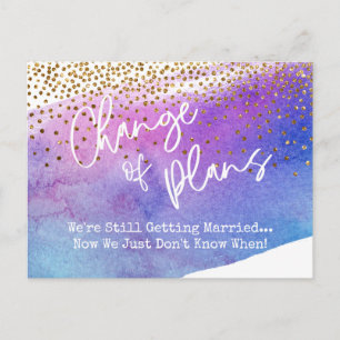 Carte Postale Confetti et aquarelle Changement de Mariage report