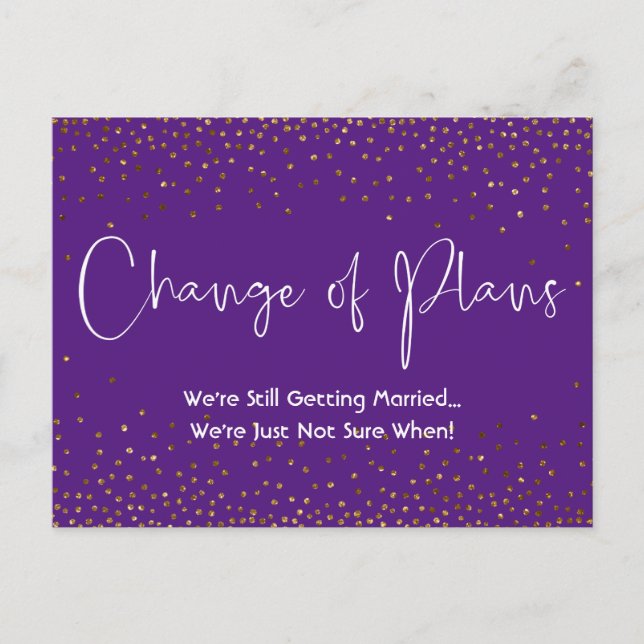Carte Postale Confetti Purple Changement de plans Mariage report (Devant)