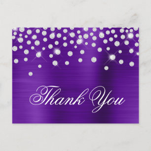 Carte Postale Confettis Diamants Argent Papier Satiné Indigo