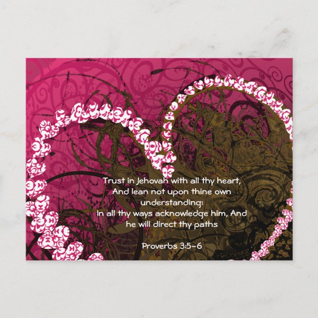 Carte Postale Confiez en Dieu de tout votre cœur Proverbes 3:5 (Devant)