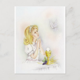 Carte Postale confirmation, fille communion