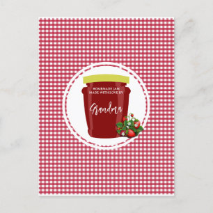 Carte Postale Confiture maison Rouge et blanc En vichy Cottageco