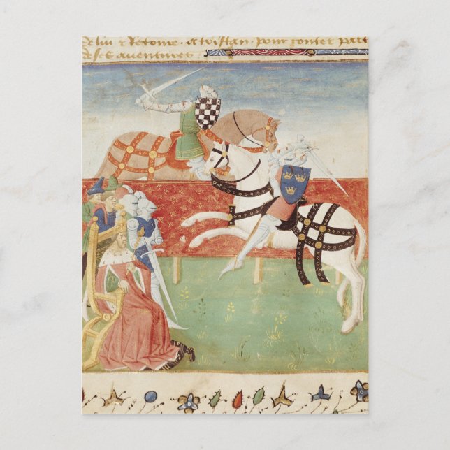 Carte Postale Confrontation de deux chevaliers devant le roi (Devant)