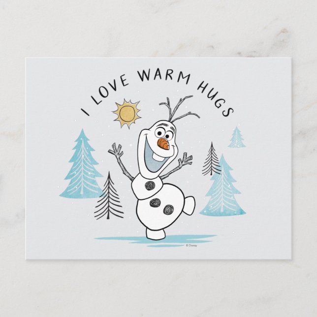 Carte Postale Congelé 2 | Olaf "I Love Warm Hugs" Croquis (Devant)