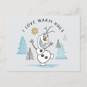 Carte Postale Congelé 2   Olaf "I Love Warm Hugs" Croquis